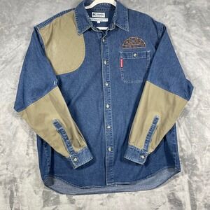 VTG Columbia Sportswear Denim Shooting Shirt Mens‎ Large Long Sleeve Button Up